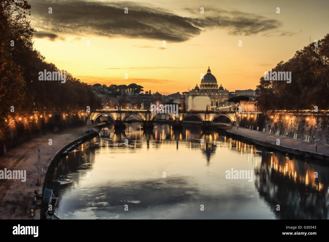 Rome, Italy: St. Peter's Basilica, Saint Angelo Bridge Stock Photo