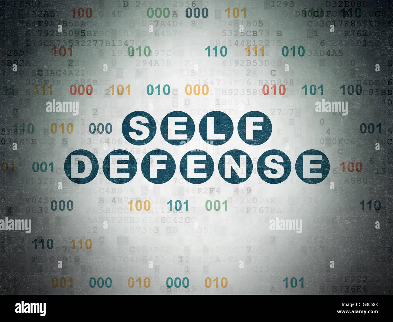 Security concept: Self Defense on Digital Data Paper background Stock ...