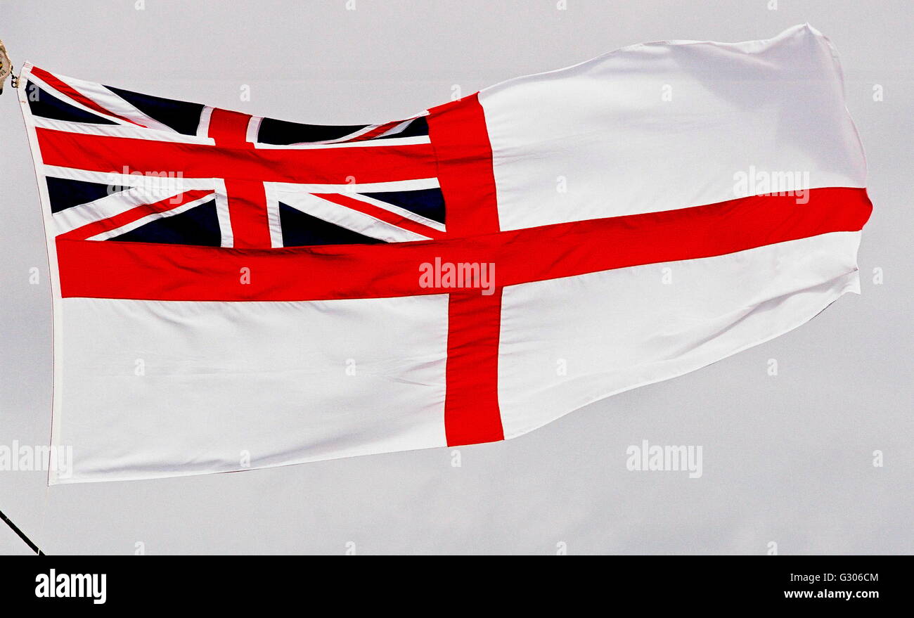 AJAX NEWS PHOTOS. PORTSMOUTH, ENGLAND. - FLAG - WHITE ENSIGN OF THE ROYAL NAVY. PHOTO:JONATHAN EASTLAND/AJAX REF:323071/30 Stock Photo