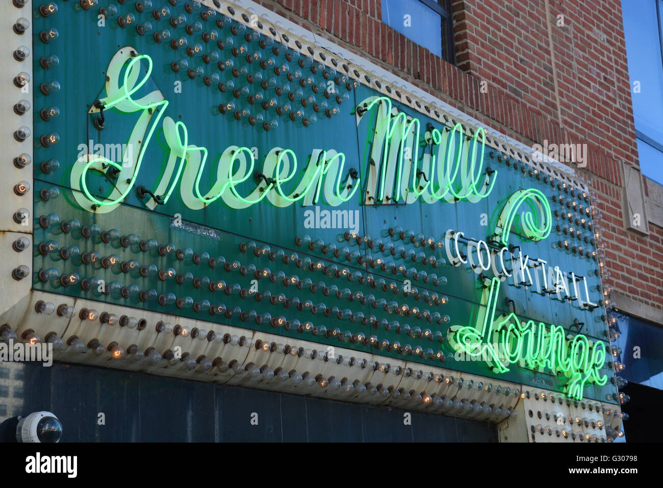 The Green Mill Tavern in Chicago's Uptown Neighborhood has been open over 100-years and was an Al Capone speak easy during prohibition. Stock Photo