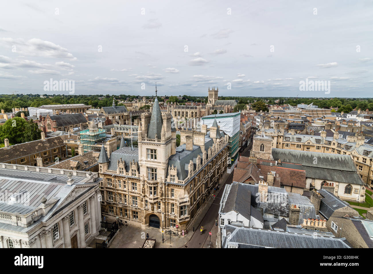 High angle view of the city of Cambridge, UK Stock Photo