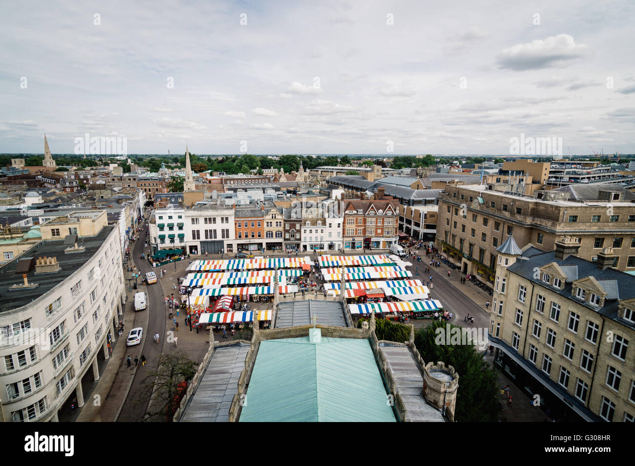 High angle view of the city of Cambridge, UK Stock Photo