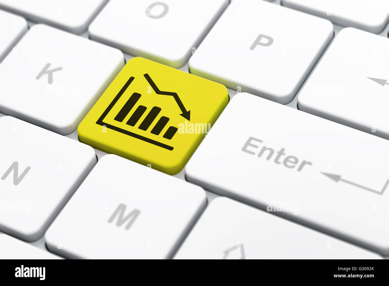 Advertising concept: Decline Graph on computer keyboard background ...