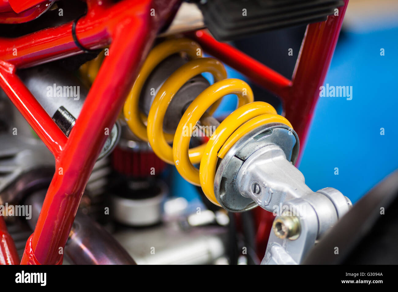 Color shot of a motorcycle shock absorber Stock Photo Alamy