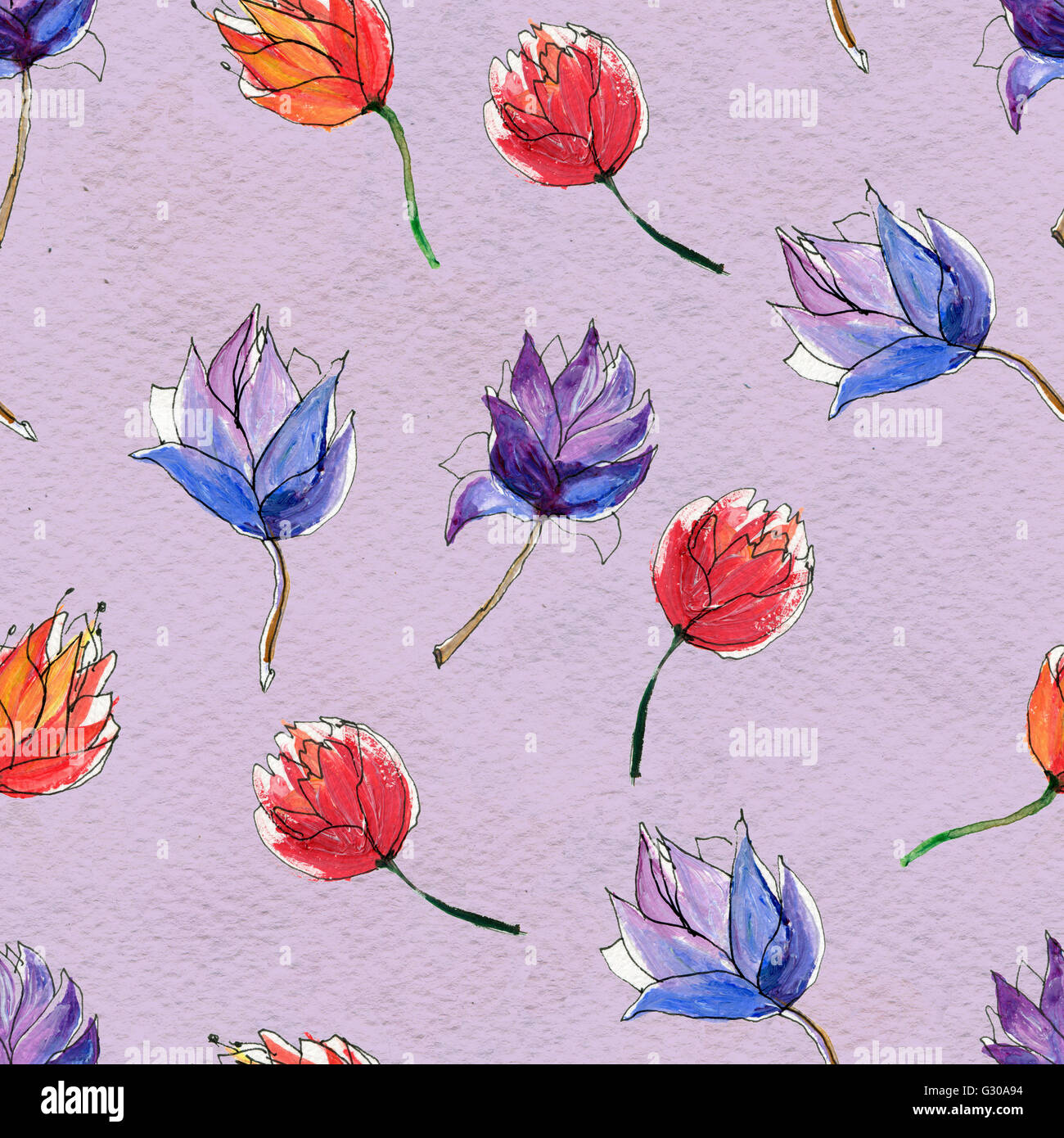 Seamless watercolor floral pattern Stock Photo - Alamy