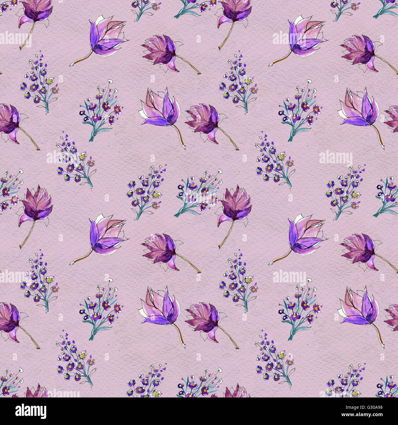Seamless watercolor floral pattern Stock Photo - Alamy