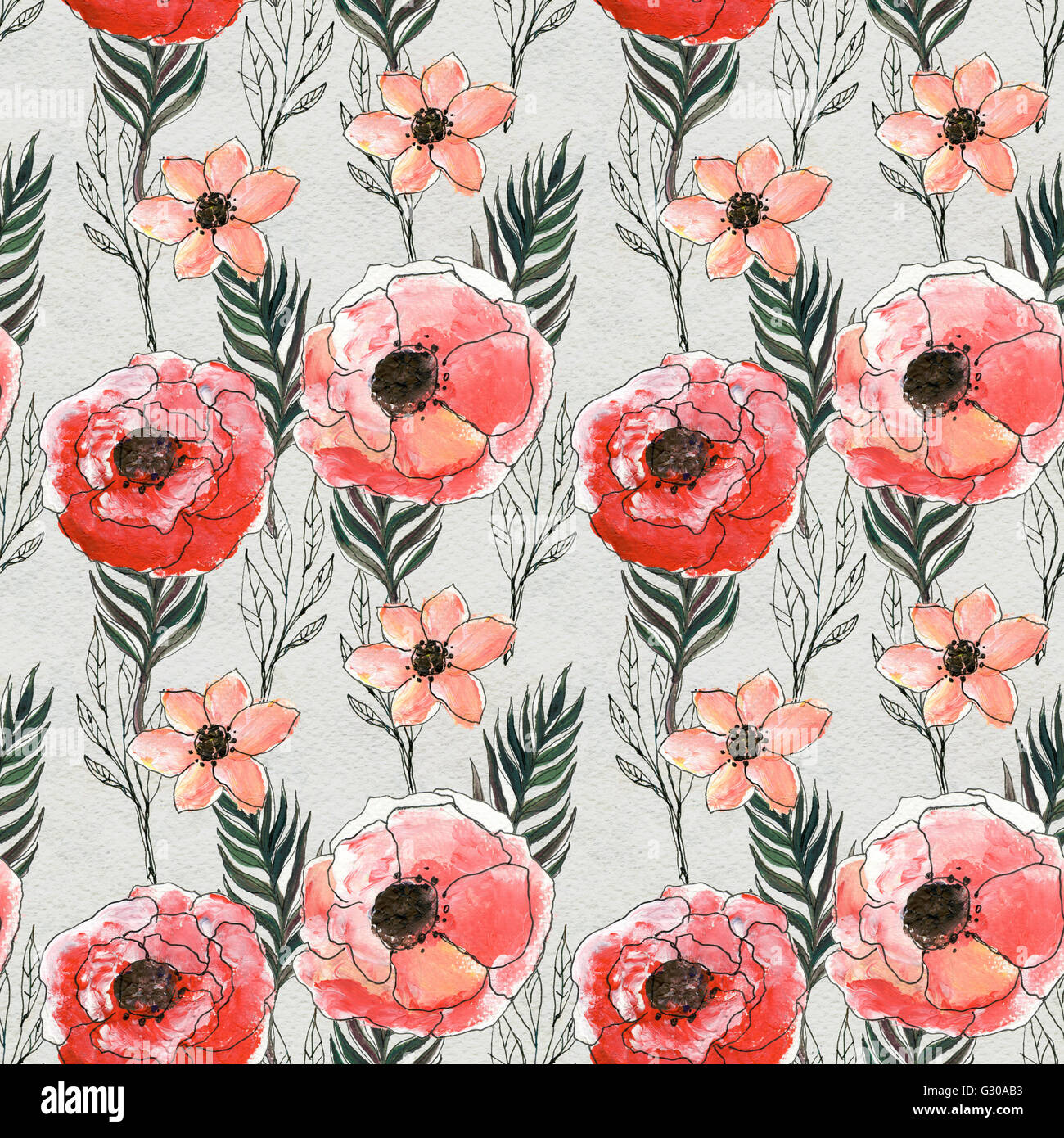 Seamless watercolor floral pattern Stock Photo - Alamy