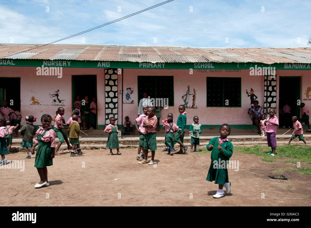 Primary school playtime, Ndop District, Cameroon, Africa Stock Photo