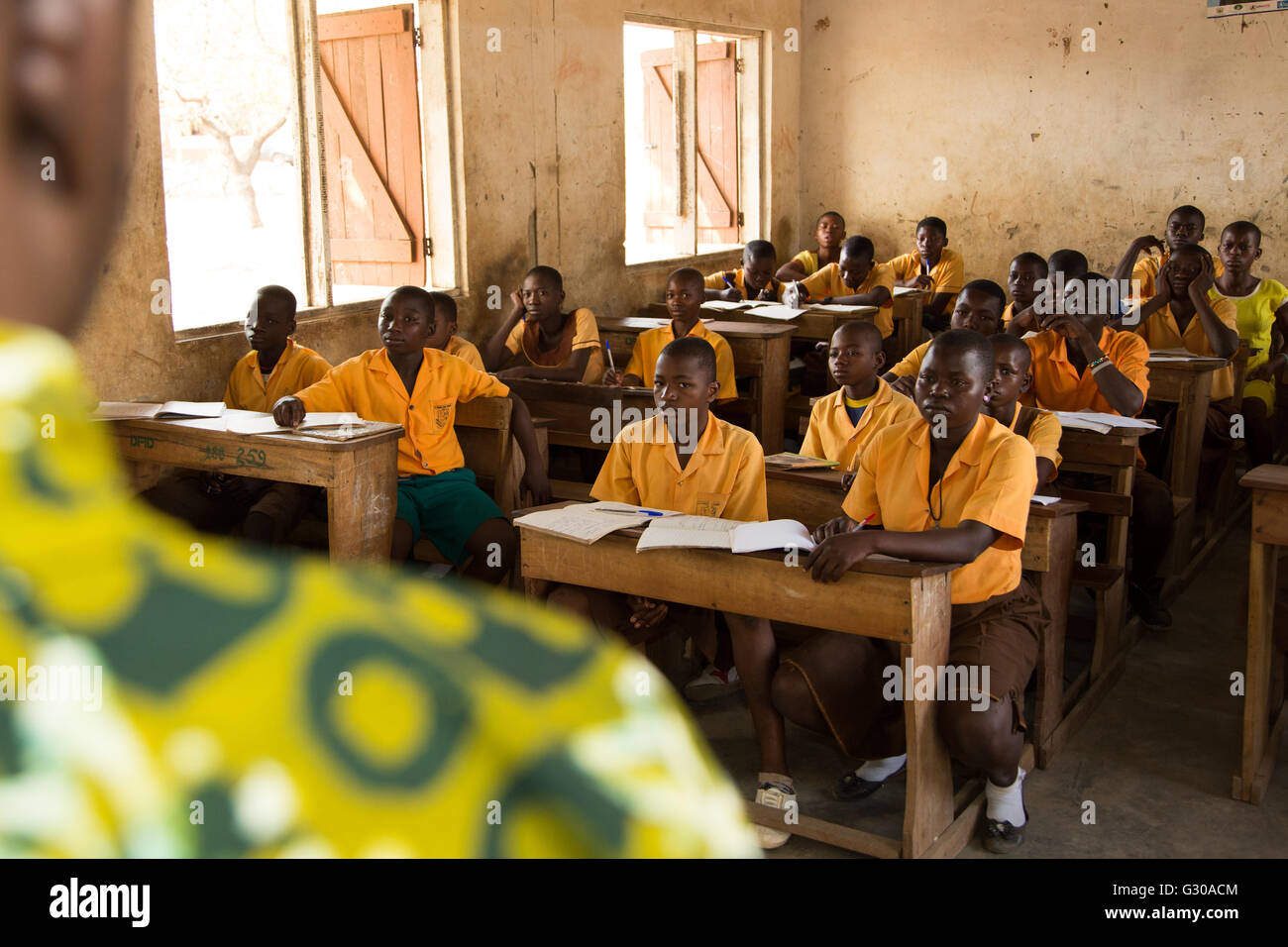 School classroom and teacher, Ghana, West Africa, Africa Stock Photo