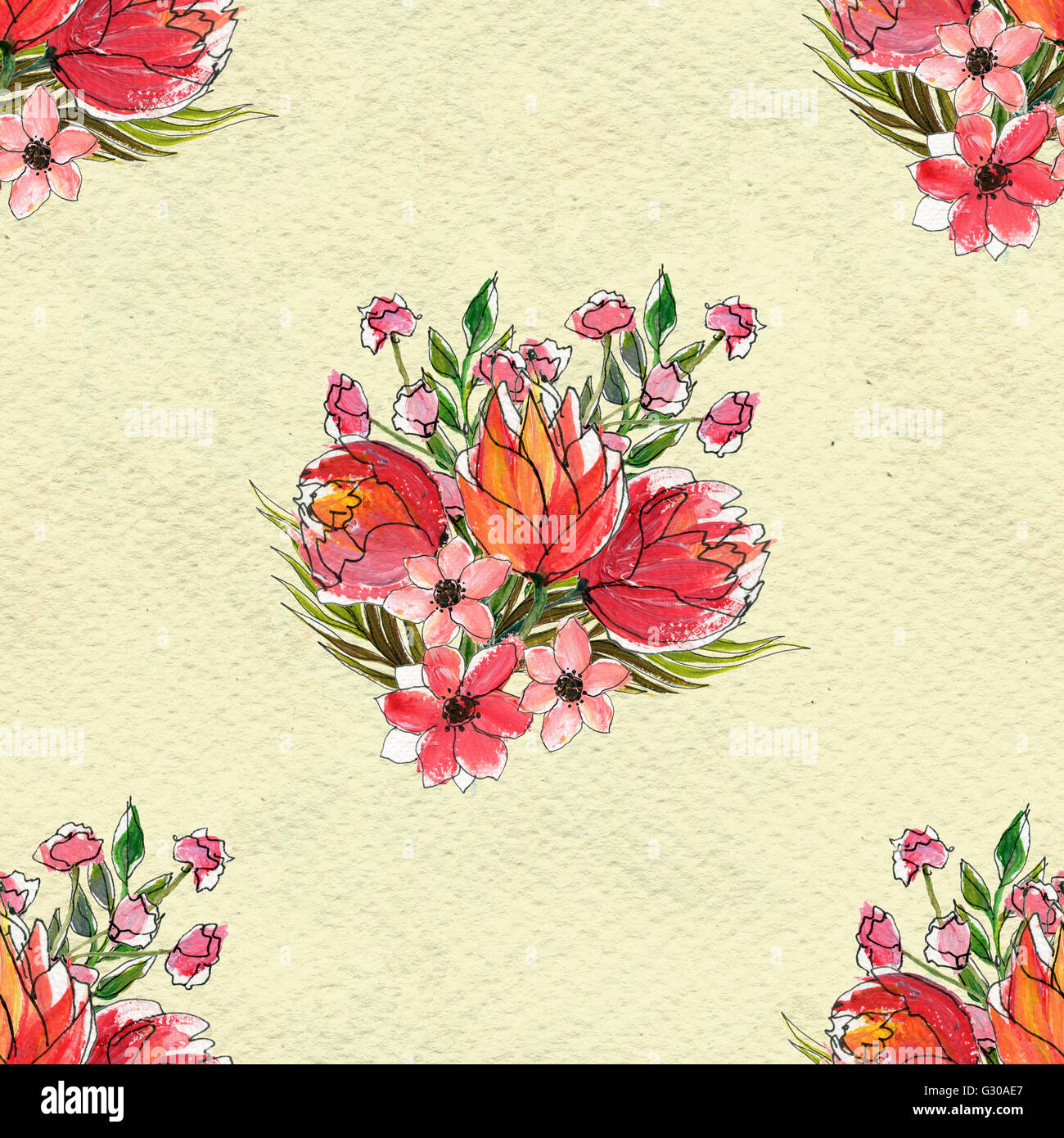 Seamless watercolor floral pattern Stock Photo - Alamy