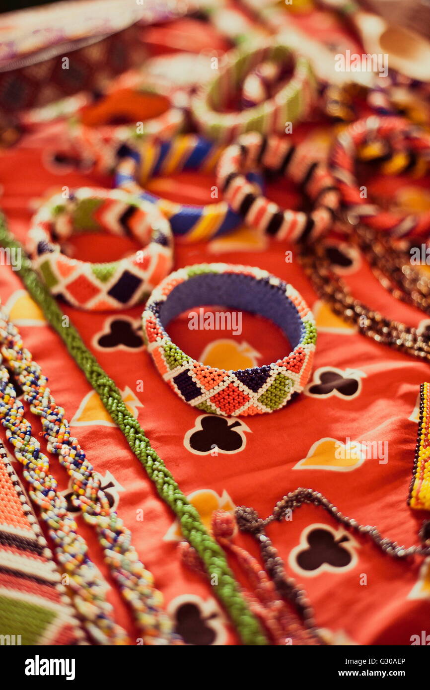 Detail of the beadworks created by the women's groups in Kenya, East Africa, Africa Stock Photo