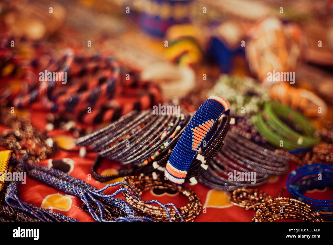 Detail of the beadworks created by the women groups in Kenya, East Africa, Africa Stock Photo