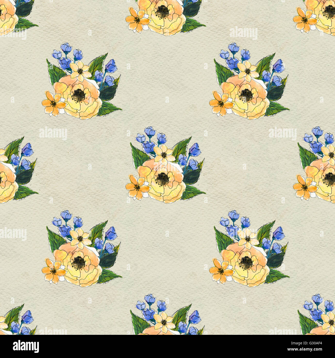 Seamless watercolor floral pattern Stock Photo - Alamy