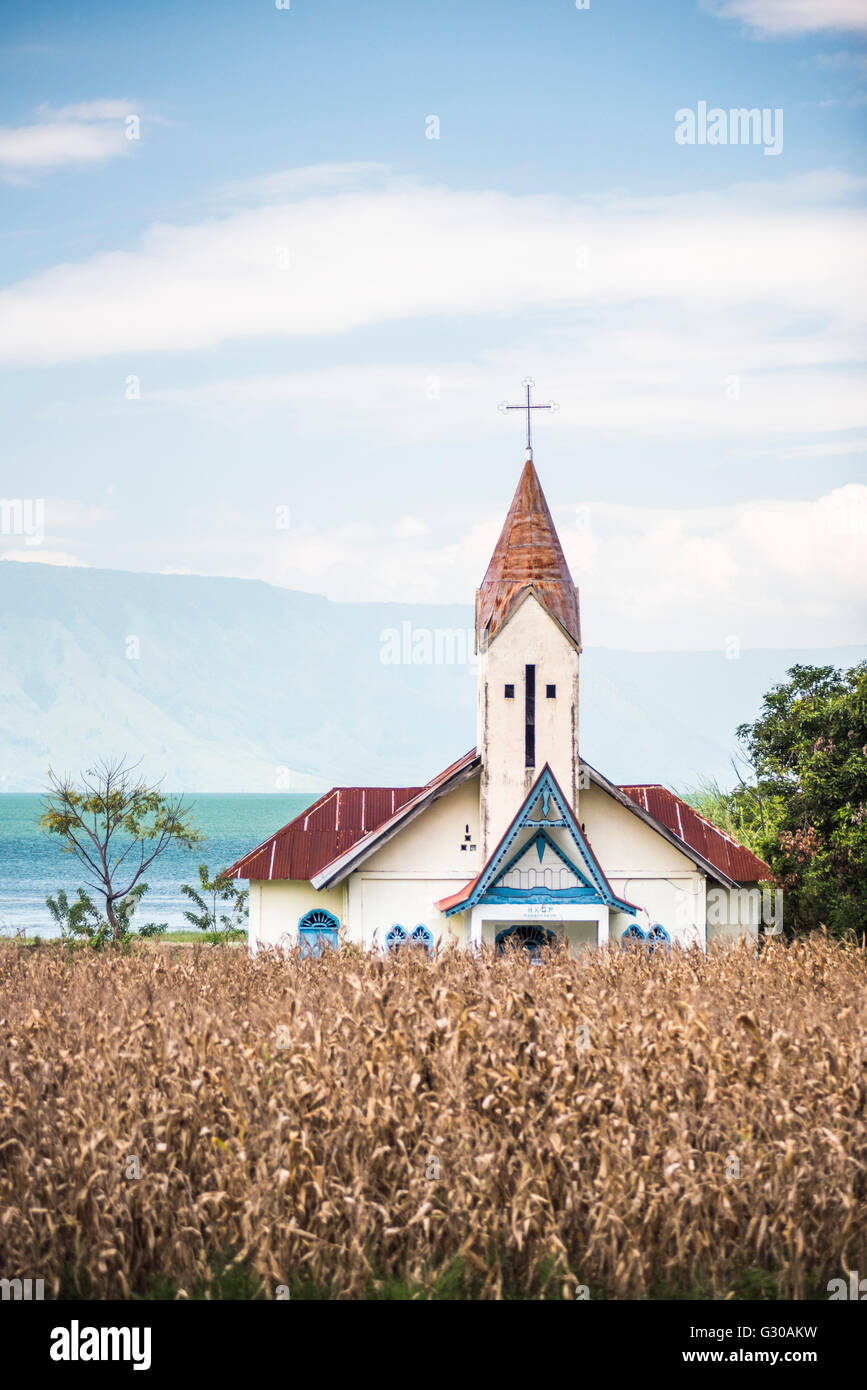 Church at Lake Toba (Danau Toba), North Sumatra, Indonesia, Southeast Asia, Asia Stock Photo