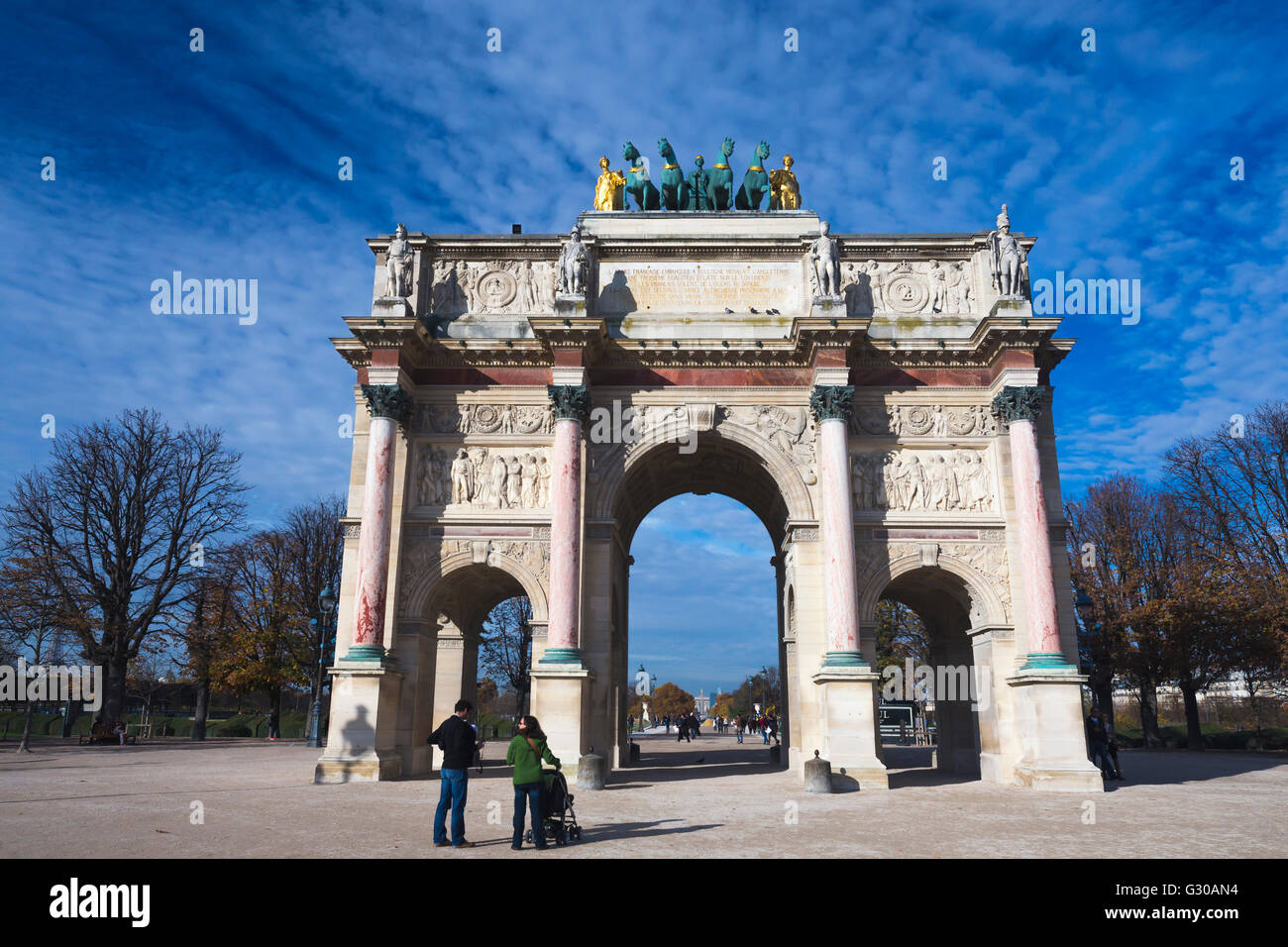 Arc de Triomphe du Carrousel (Arc du Carrousel) near Musee du Louvre, Paris, France, Europe Stock Photo