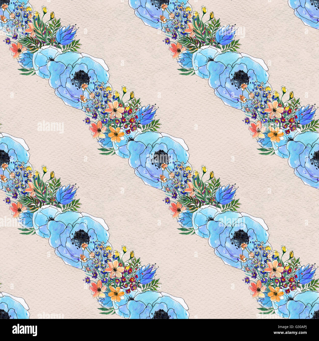 Seamless watercolor floral pattern Stock Photo - Alamy