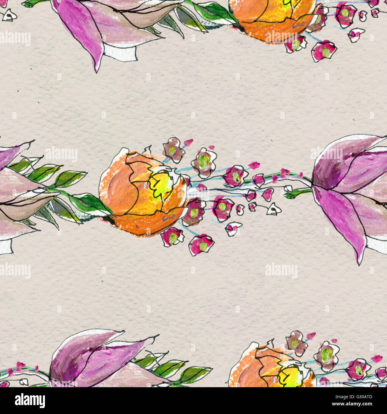 Seamless watercolor floral pattern Stock Photo - Alamy