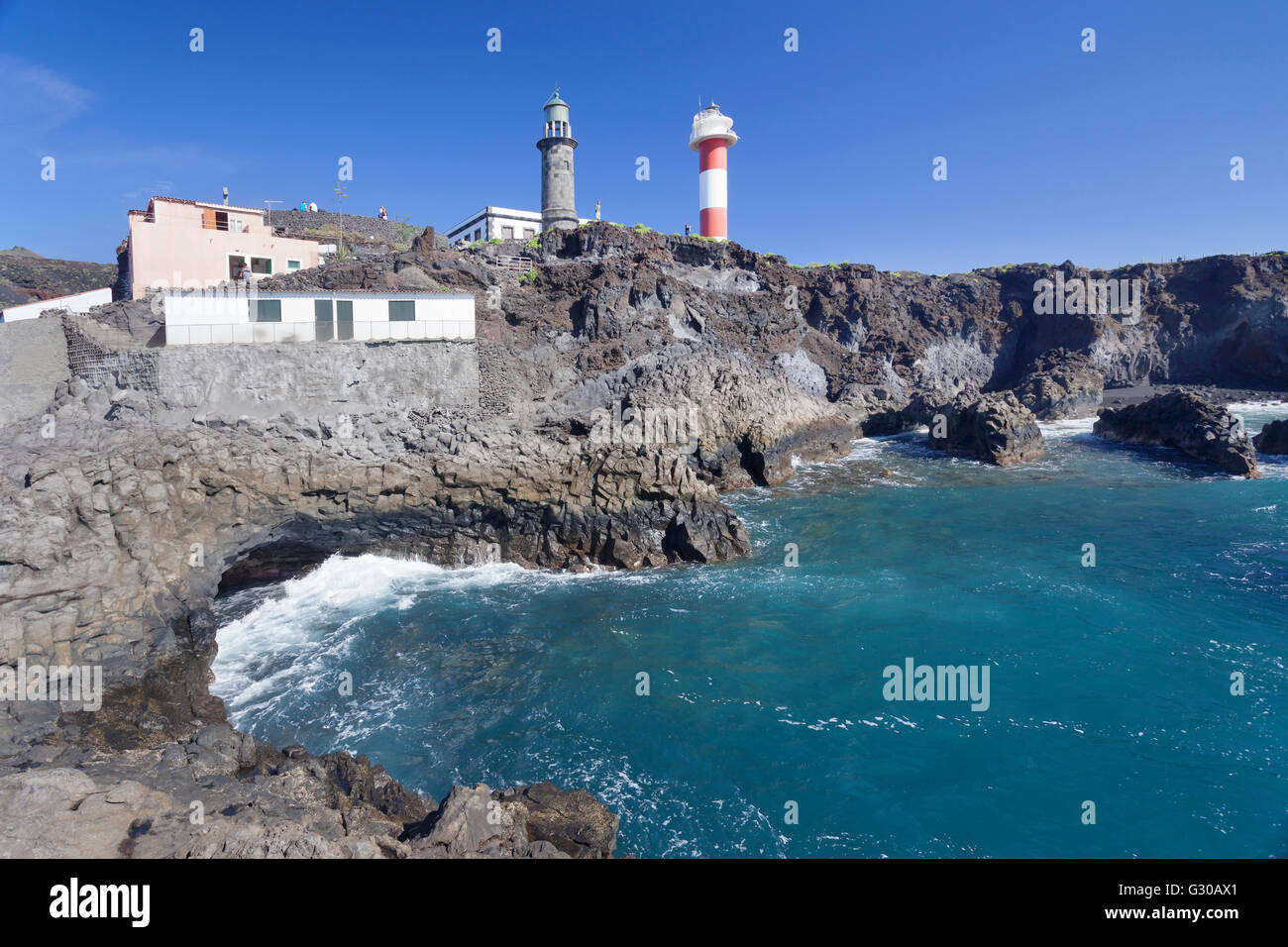 Faro de Fuencaliente lighthouses, Punta de Fuencaliente, La Palma, Canary Islands, Spain, Atlantic, Europe Stock Photo
