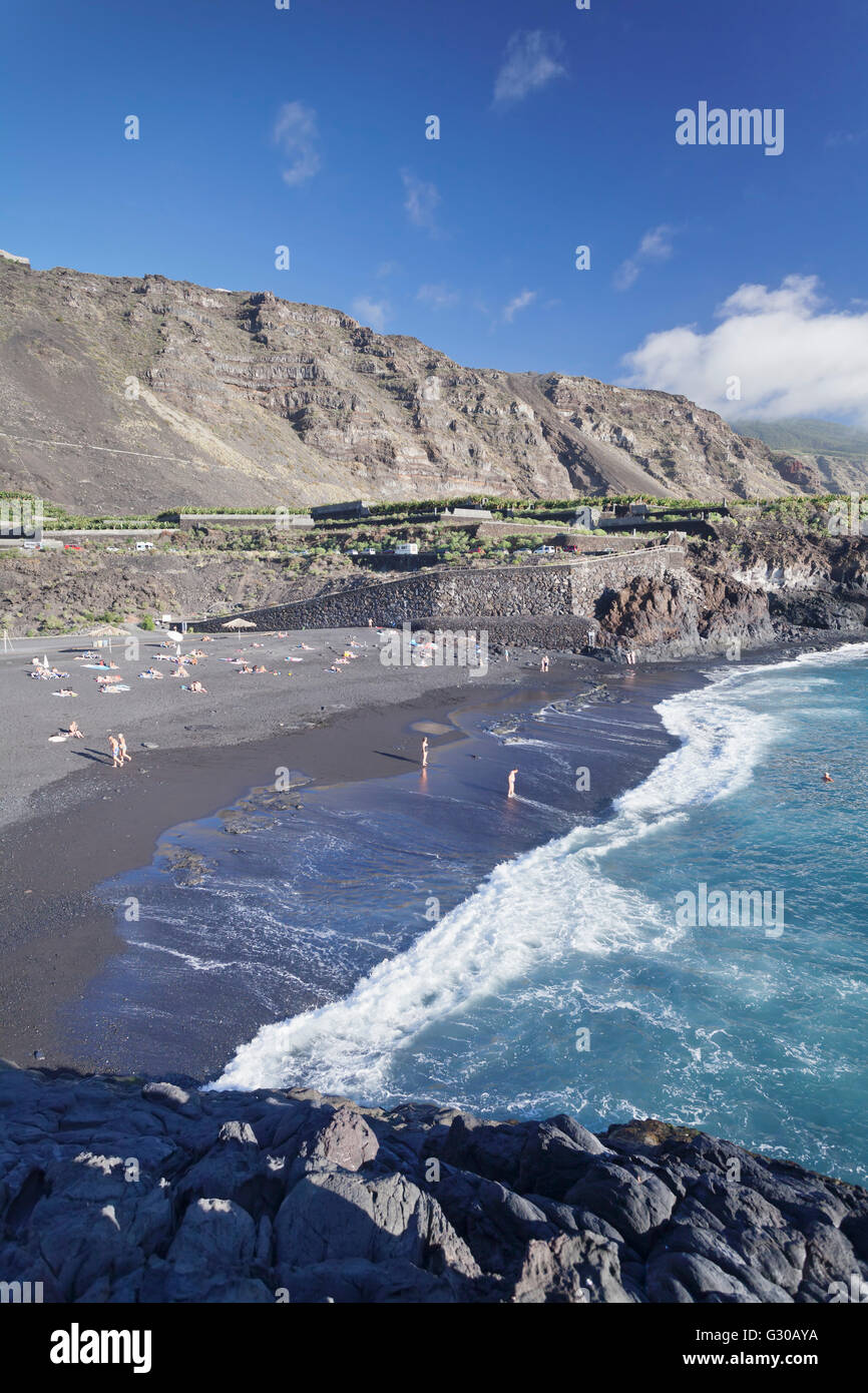 Playa de Charco Verde beach, Puerto Naos, La Palma, Canary Islands, Spain, Atlantic, Europe Stock Photo