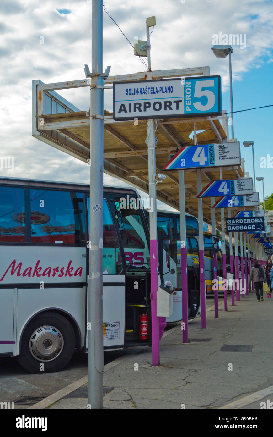 Airport bus stop, Main bus station near port, Split, Dalmatia, Croatia Stock Photo