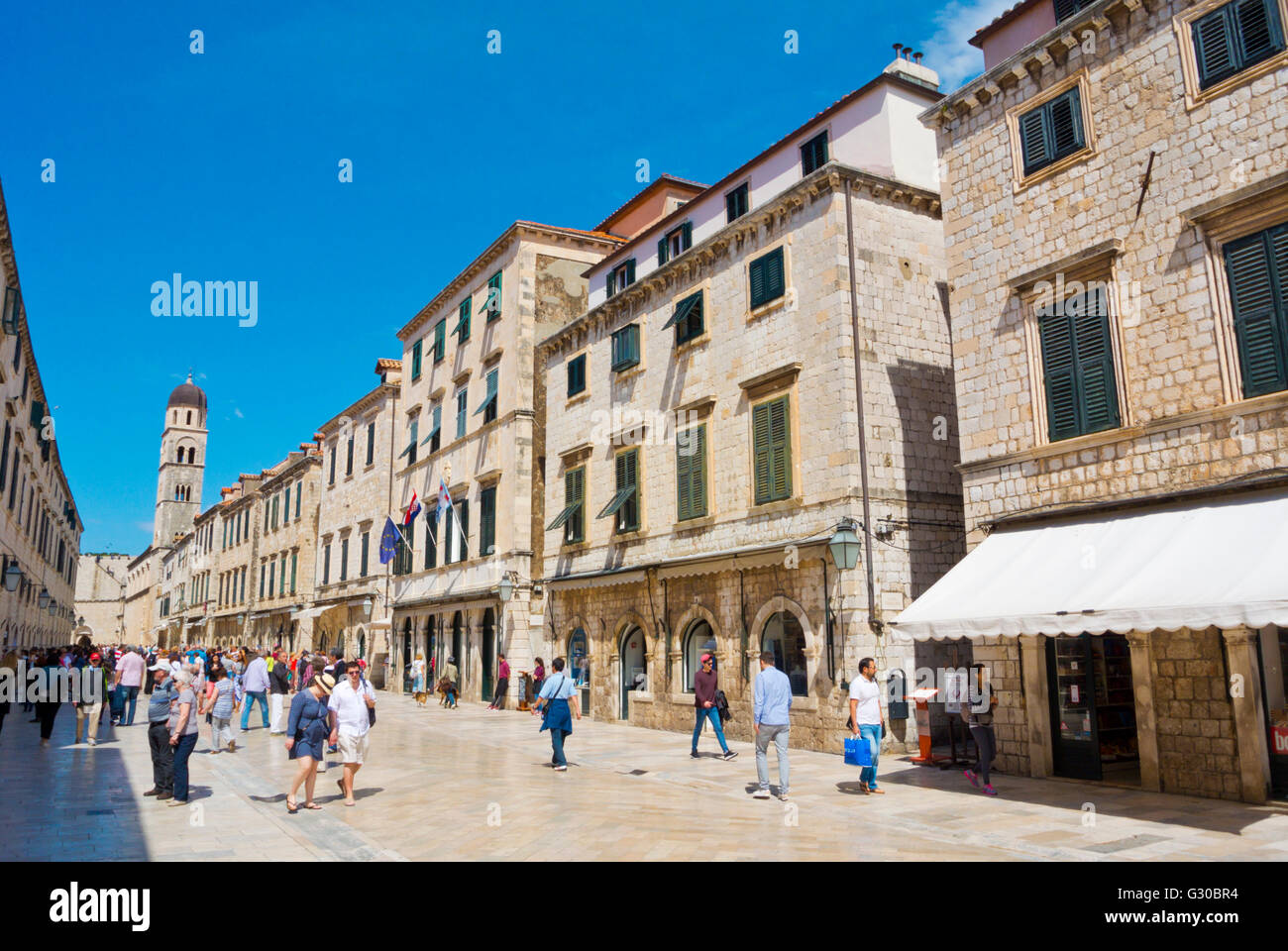 Placa or Stradun, the main street, Grad, the old town, Dubrovnik, Dalmatia, Croatia Stock Photo