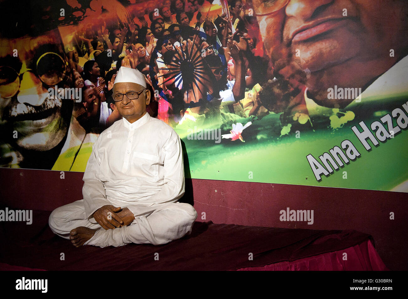 The image of Anna Hazare wax statue in Lonavala wax Museum, India Stock Photo