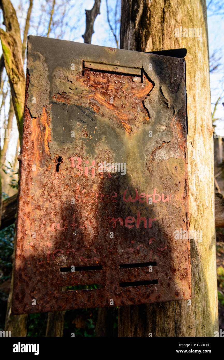 Mailbox with inscription ' Please no advertising ', Germany, Sachsen, Saxony , Stadt Wehlen Stock Photo