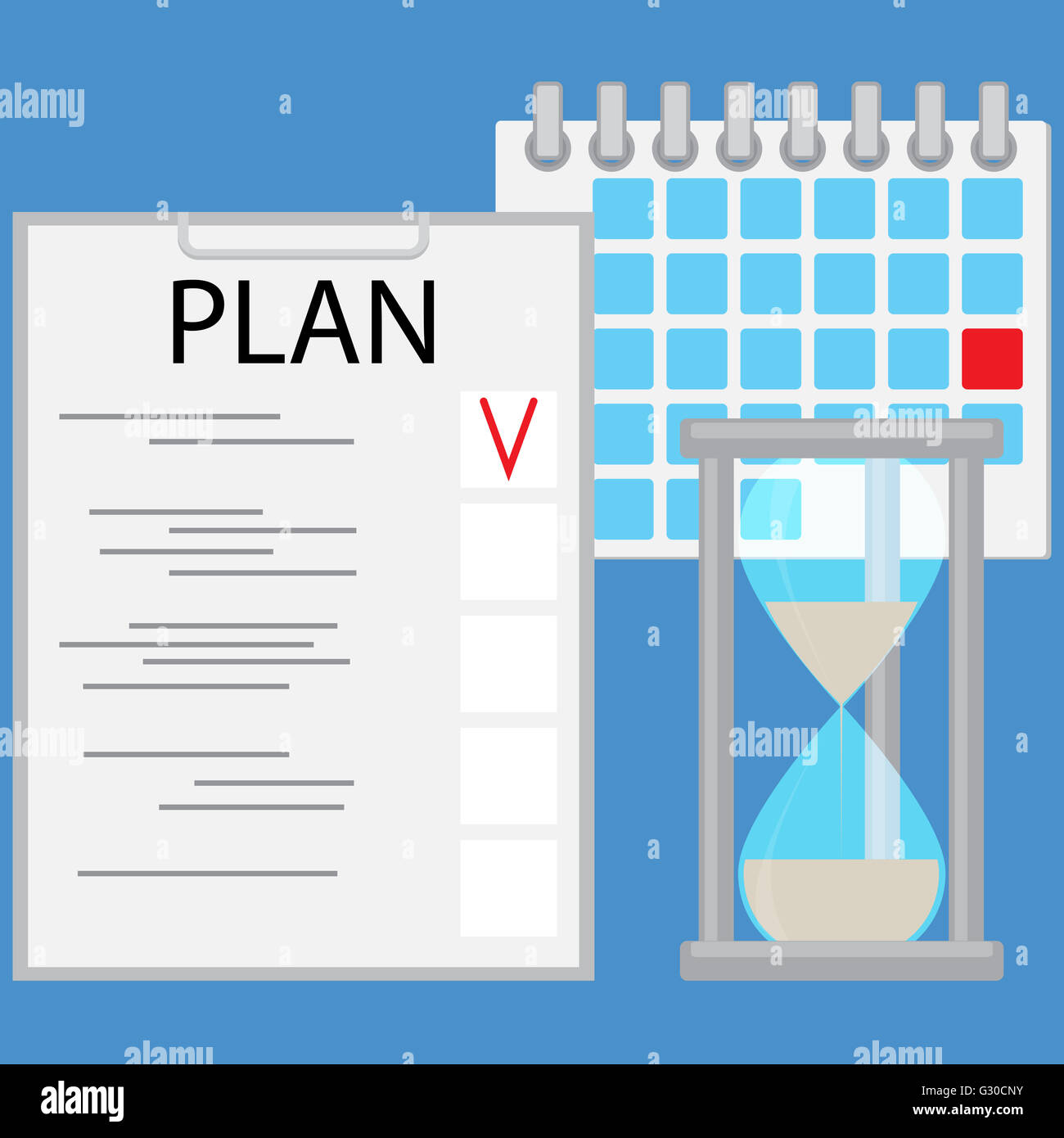 Planning time business concept flat. Strategy business plan and planning process. Vector illustration Stock Photo
