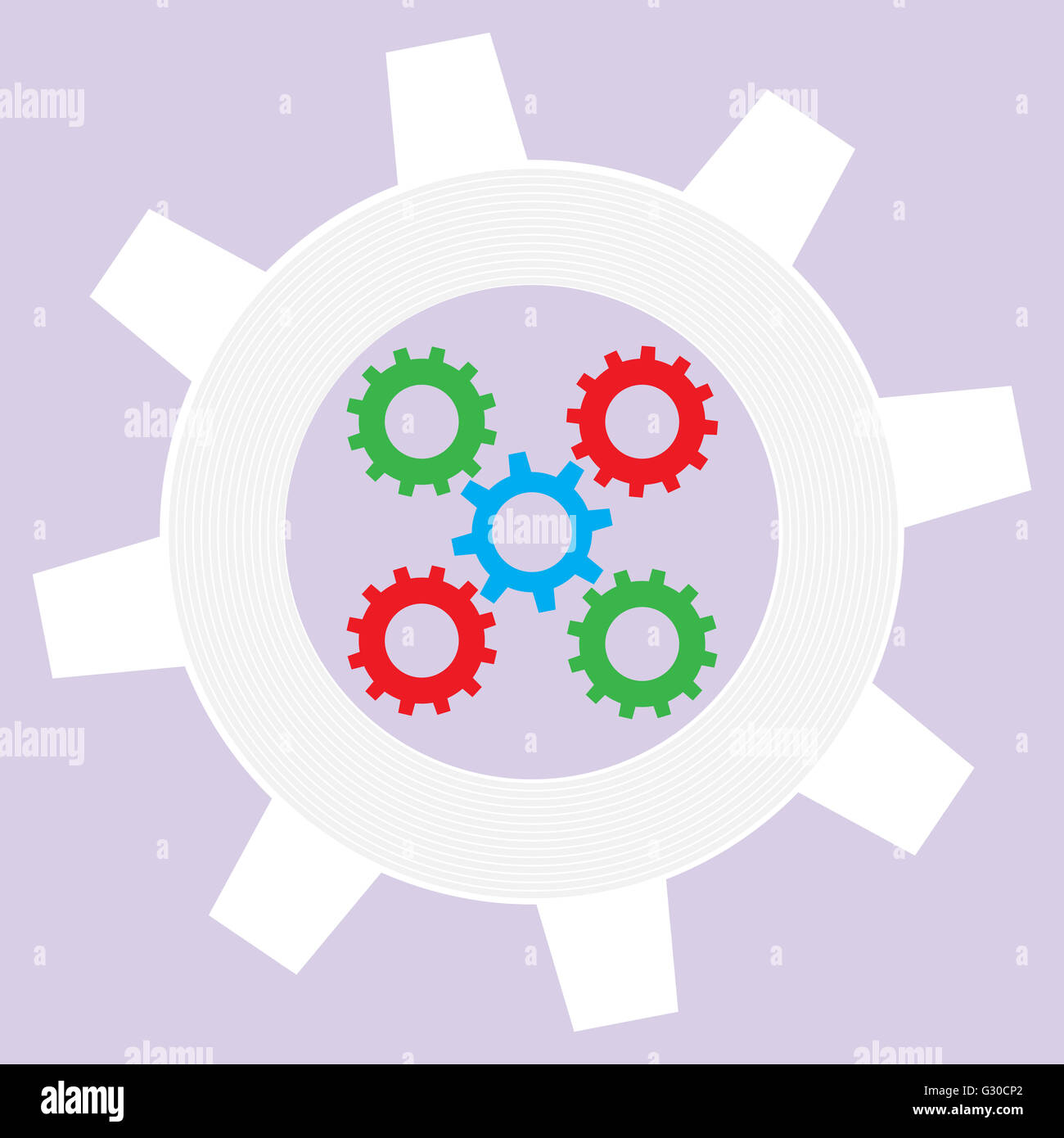 Operation mechanism flat. Industry technical system with cogwheel, work and do business pdca. Vector illustration Stock Photo