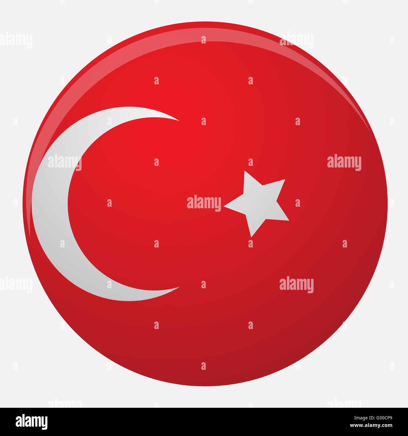 Turkey flag icon flat. Flag turkey illustration and isolated national turkish symbol vector Stock Photo