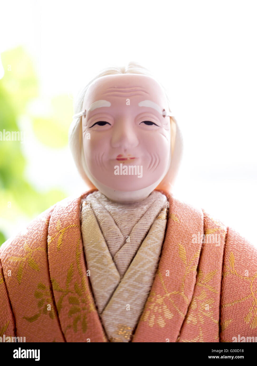 The Antique Kimekomi Japanese doll old woman Uba depicting a Noh play