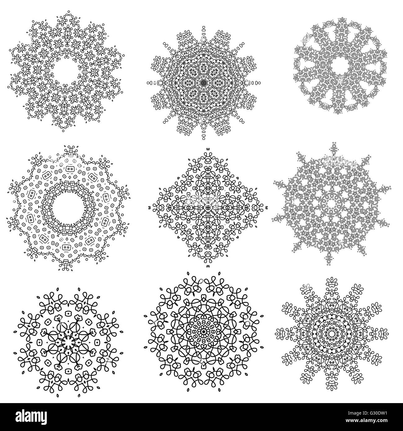 Round Geometric Ornaments Set Isolated Stock Vector Image & Art - Alamy