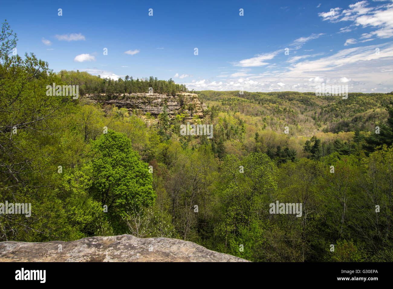Lovers Leap. View of mountain top known as Lovers Leap as seen from the Natural Bridge in Natural Bridge State Park in Slade, Ke Stock Photo