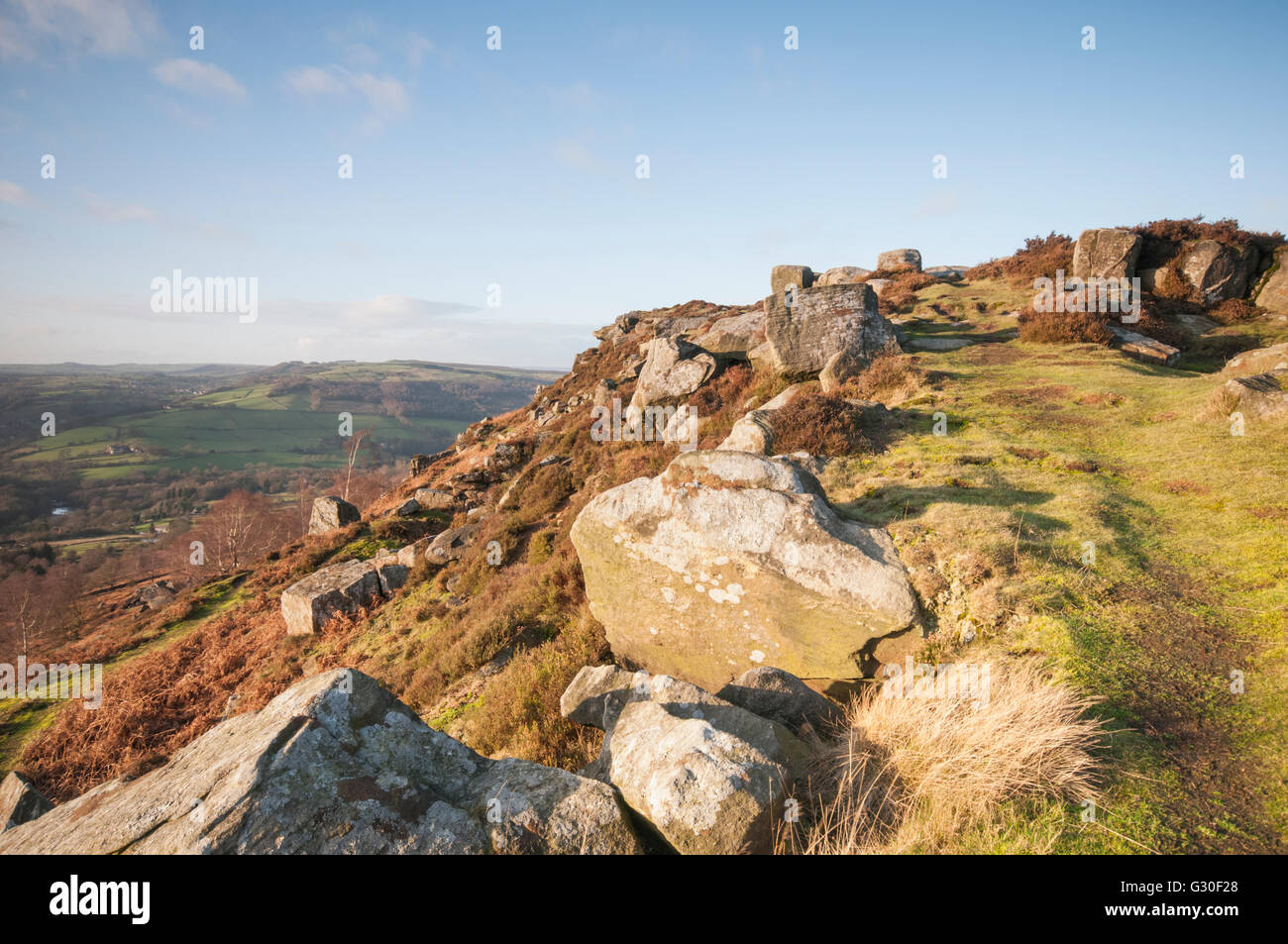 Curbar Edge in the Peak District National Park in Derbyshire, England ...