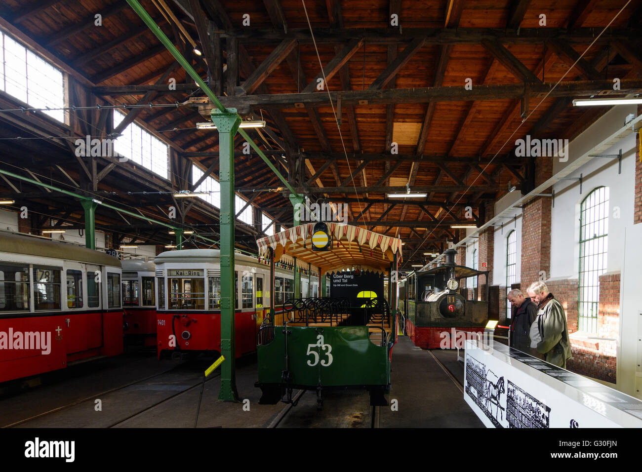 Transport Museum depot Wiener Linien : horse tramway Summer car no. 53, Austria, Wien 03., Wien, Vienna Stock Photo
