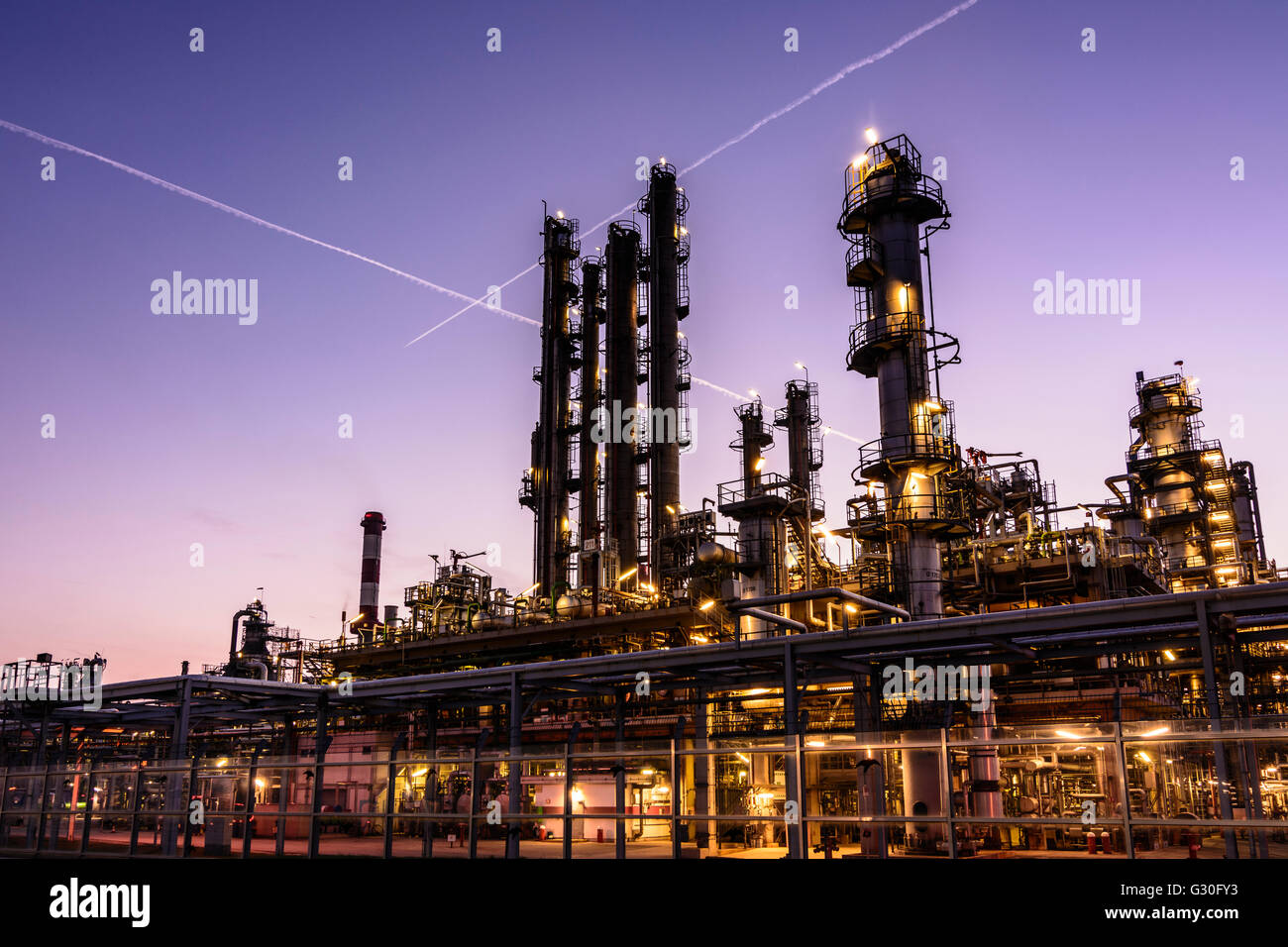 Refinery OMV, Austria, Niederösterreich, Lower Austria Donau, Schwechat Stock Photo