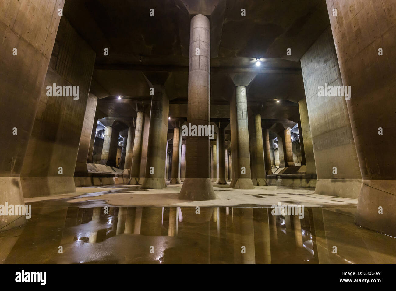 GCANS Metropolitan Area Outer Underground Discharge Channel is an underground water flood control project Stock Photo