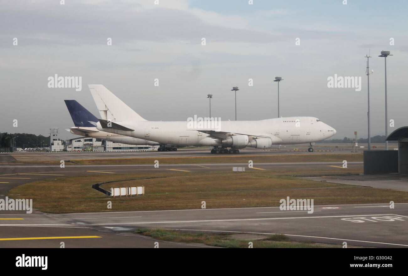 A cargo plane about to go to the runway for takeoff Stock Photo