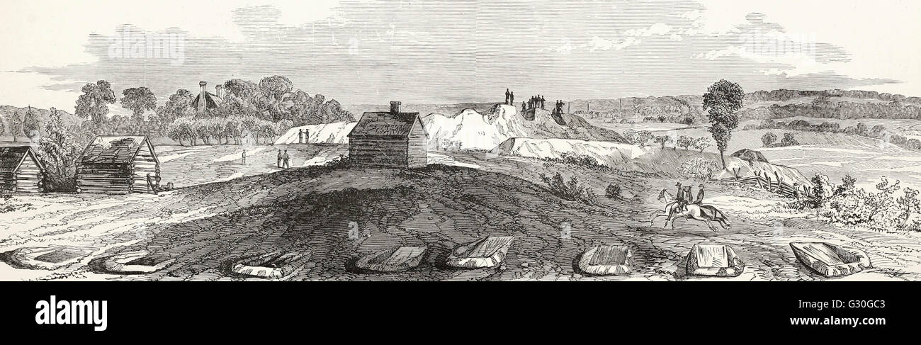The War in Virginia - Battery on the Left of the Enemy's Line, in front of Petersburg, captured by the Eighteenth Army Corps. USA Civil War Stock Photo