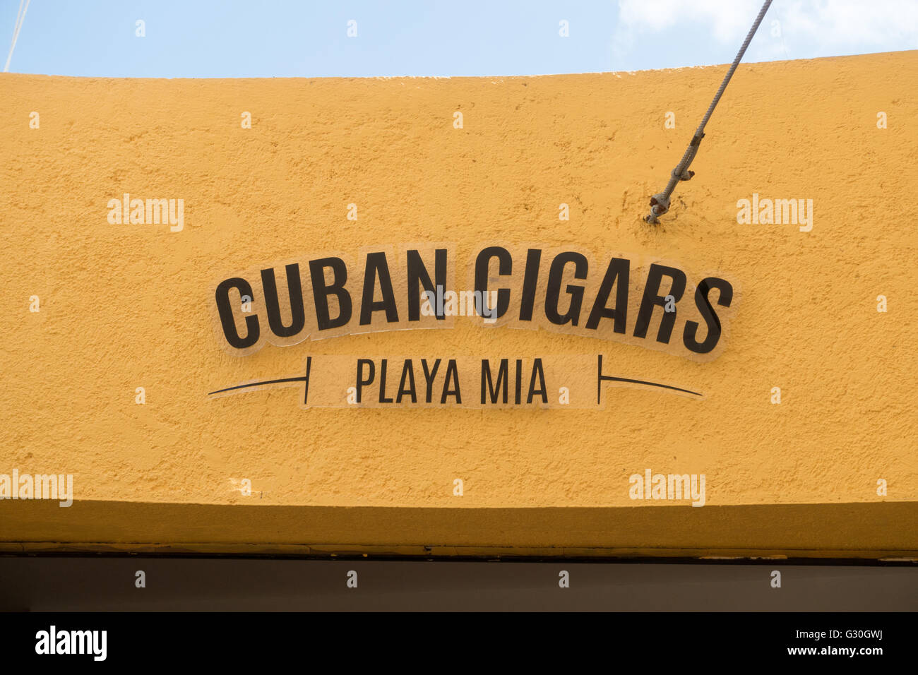 Sign for the cigar shop at Playa Mia Resort.  Cozumel, Mexico Stock Photo