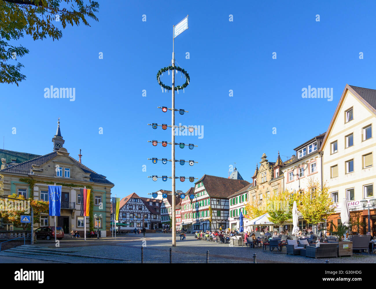 Marktplatz (marketplace), Germany, Baden-Württemberg, Kraichgau-Stromberg, Bretten Stock Photo