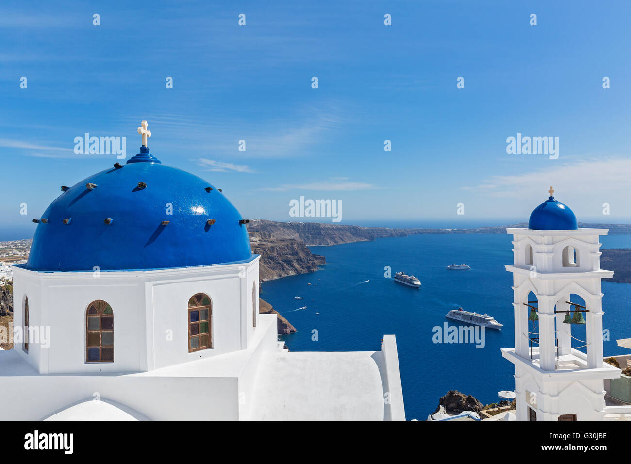 Architecture and landscape of the island of Santorini, Greece Stock Photo