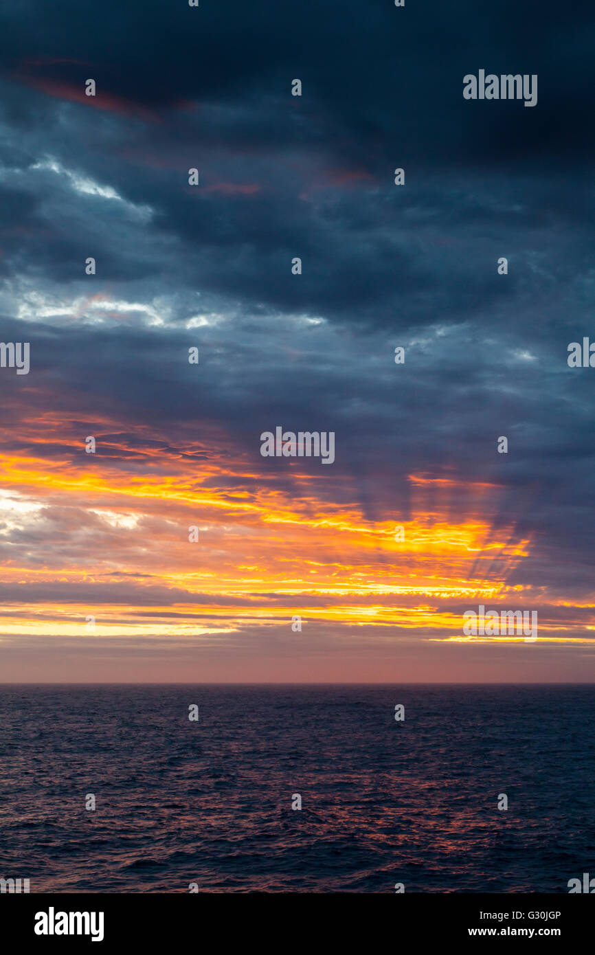 Sunset in the Southern Ocea, New Zealand sub-Antarctic zone Stock Photo