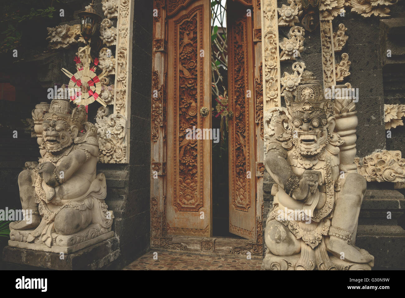 Temple doorway in Ubud, Bali Stock Photo