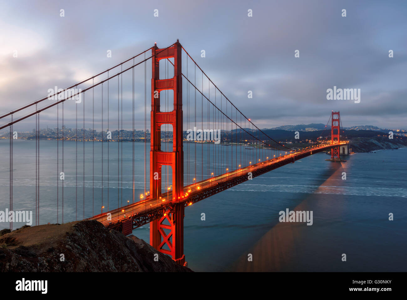 Famous Golden Gate Bridge in San Francisco at morning Stock Photo