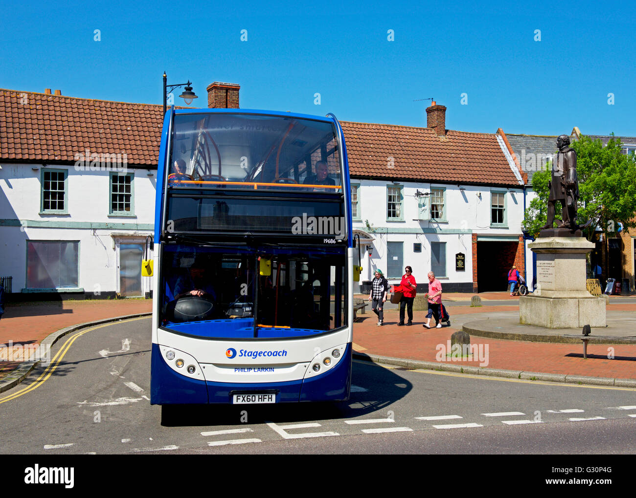 Bus in the town of Spilsby, Lincolnshire, England UK Stock Photo