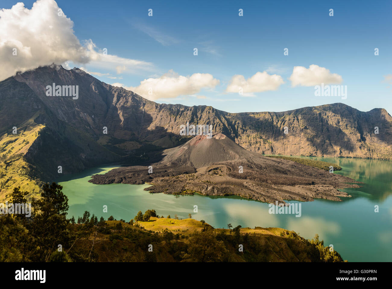 Mt Rinjani from the western side of the crater Stock Photo