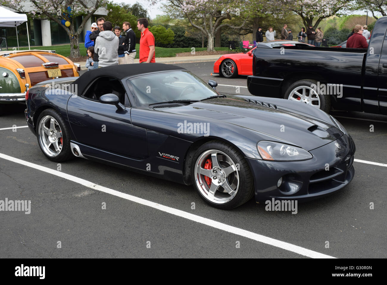 A Dodge Viper on display at a local car show. Stock Photo
