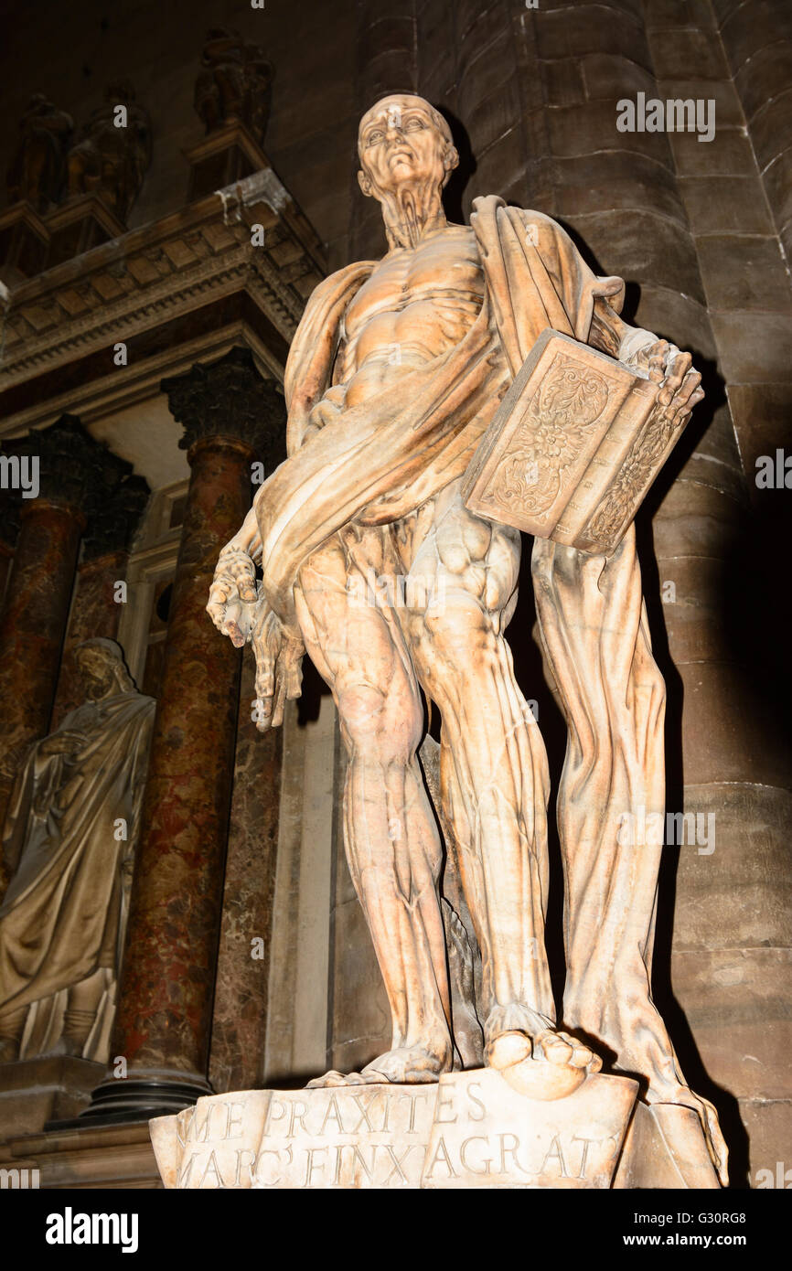 Cathedral inside: Statue of St. Bartholomew skinned, Italy, Lombardei, Lombardy, , Mailand, Milan Stock Photo