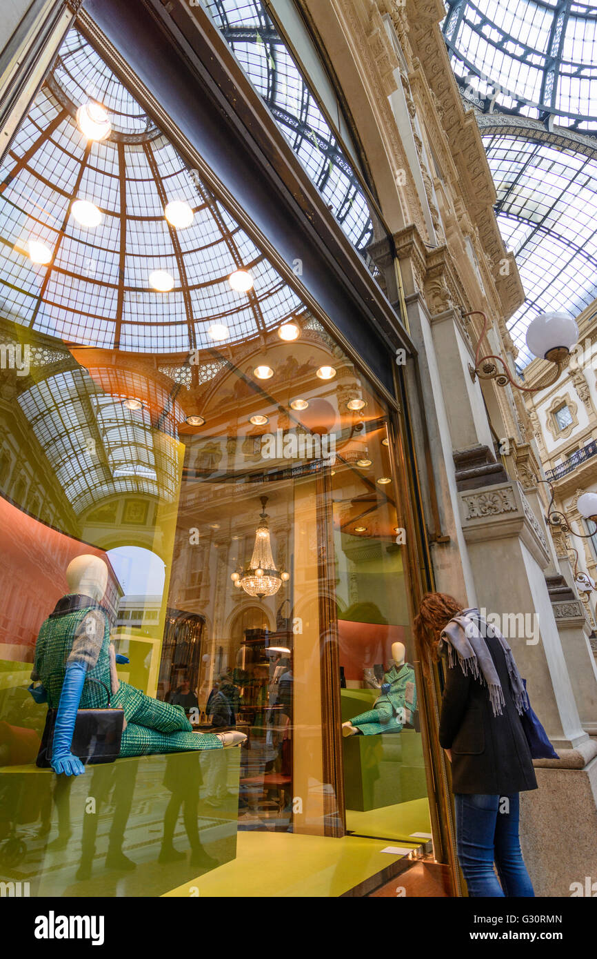 Galleria Vittorio Emanuele II: shop of Prada, Italy, Lombardei, Lombardy, , Mailand, Milan Stock Photo